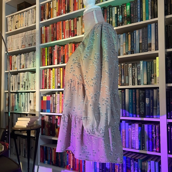 Hippie style flower pattern brown long sleeve shirt - Picture 3 of 7